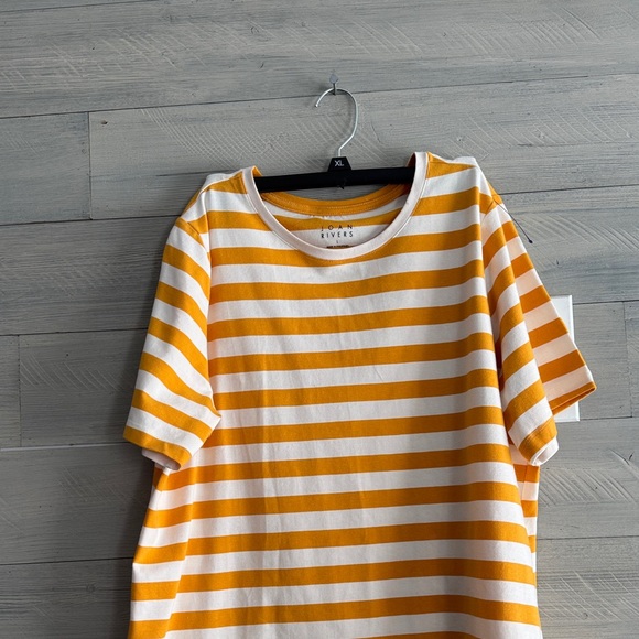 Joan Rivers Mustard and White Striped Tee - Picture 8 of 8